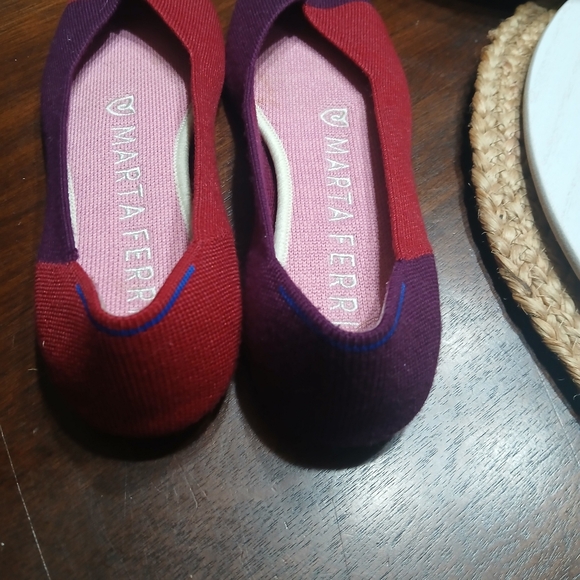 Rothy's X Marta Ferri Cherry Violet Merino Square Toe Ballet Flats Comfort - Picture 3 of 5